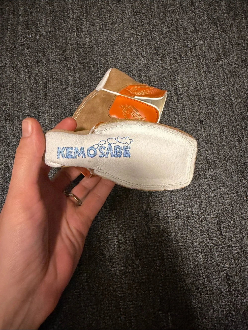 Kids Tan and Orange Cowboy Booties